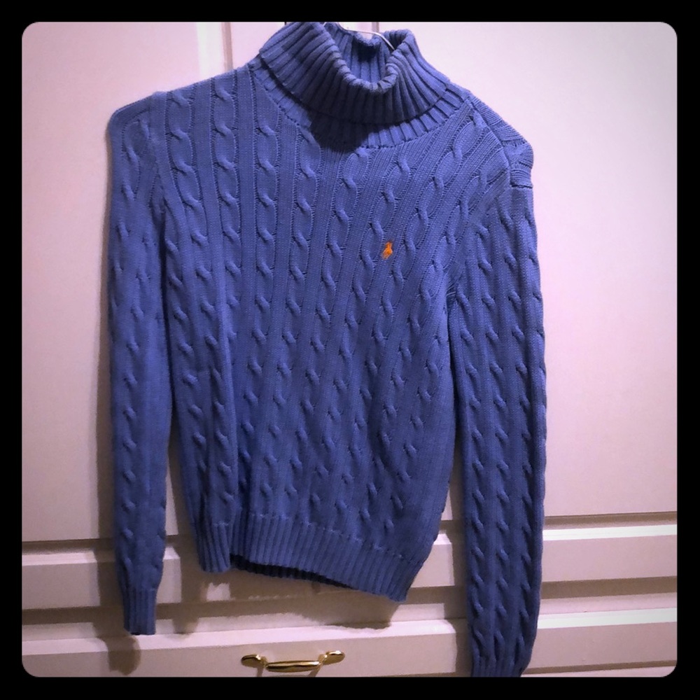 Blue turtleneck sweater